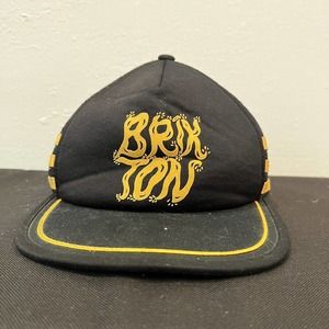 Vintage Brixton Black Yellow Trucker Snapback Hat Skater Hipster EUC Retro Rare